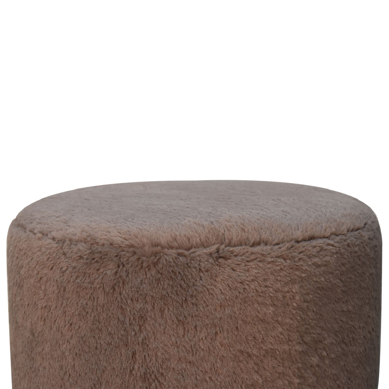 Mocha Faux Fur Round Ball Footstool