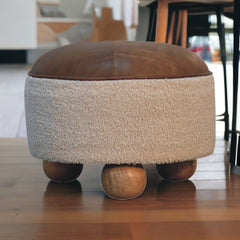 Cream Boucle Buffalo Footstool