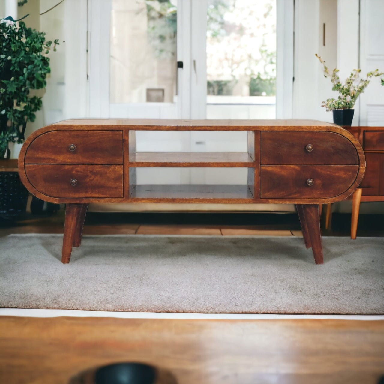 Chestnut Circular Media Unit - Artisan Furniture