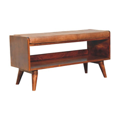 Chestnut Bench with Brown Leather Seatpad - Artisan Furniture