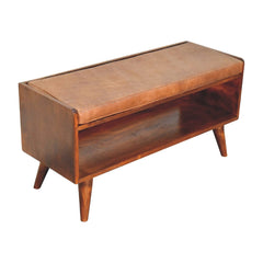 Chestnut Bench with Brown Leather Seatpad - Artisan Furniture