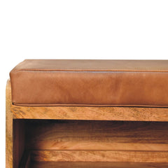 Buffalo Hide Pull out Oak-ish Shoe Storage Bench - Artisan Furniture