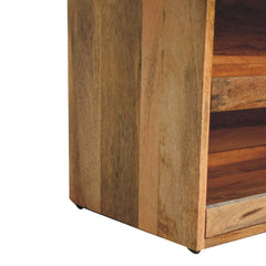 Buffalo Hide Pull out Oak-ish Shoe Storage Bench - Artisan Furniture