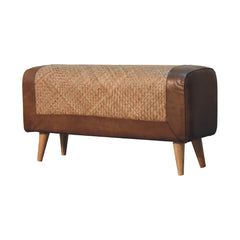 Large Seagrass Buffalo Hide Nordic Bench