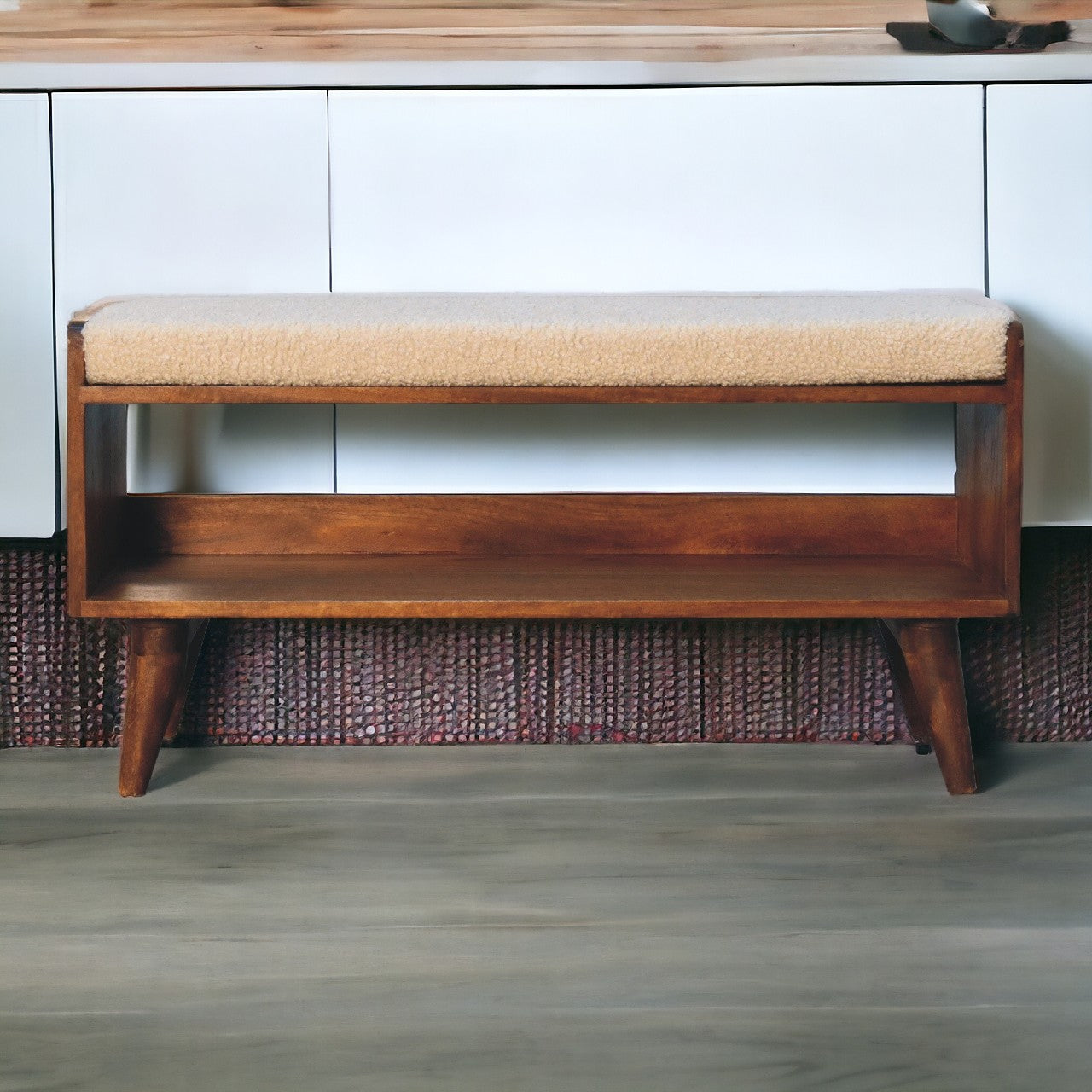 Boucle Nordic Storage Bench