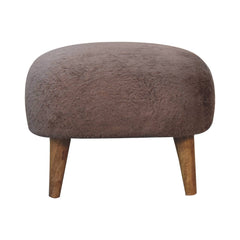 Mocha Faux Fur Square Stool