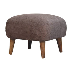 Mocha Faux Fur Square Stool