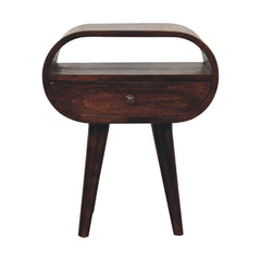 Light Walnut Circular Bedside with Open Slot