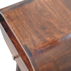 Light Walnut Circular Bedside with Open Slot