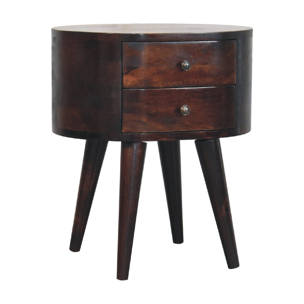 Light Walnut Rounded Bedside Table