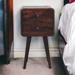 Mini Light Walnut Curved Bedside