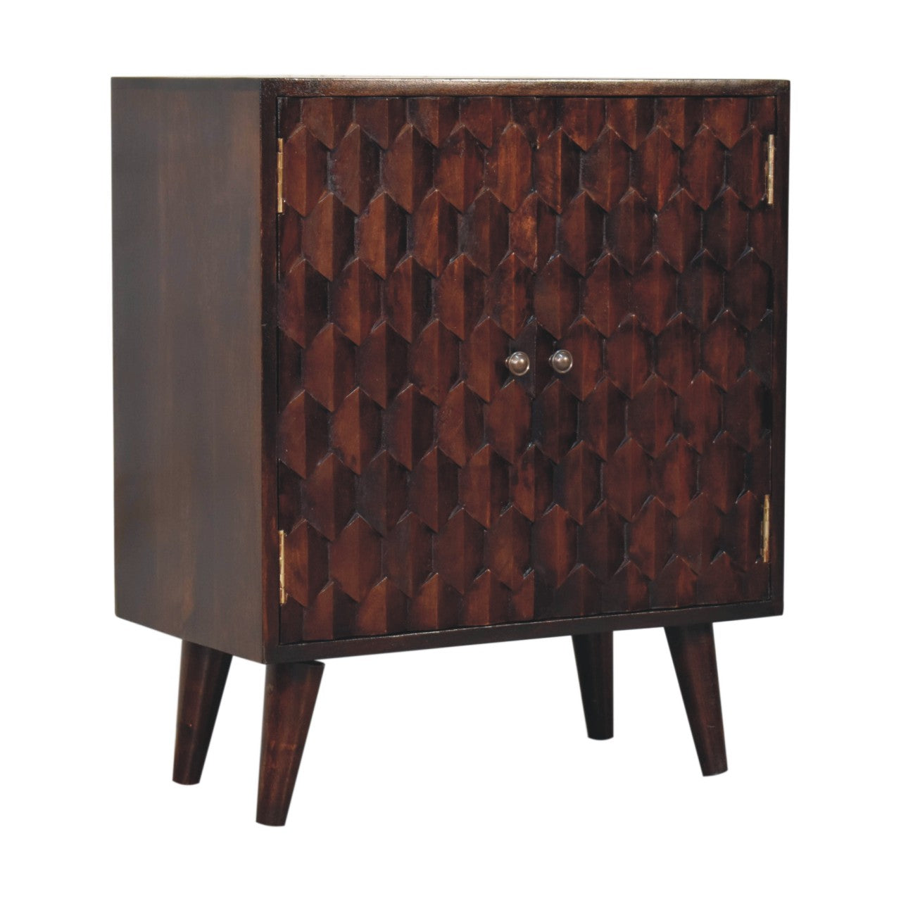 Artisan Mini Pineapple Carved Light Walnut Cabinet