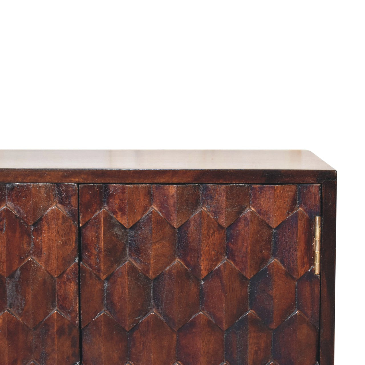 Artisan Mini Pineapple Carved Light Walnut Cabinet