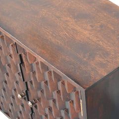 Artisan Mini Pineapple Carved Light Walnut Cabinet