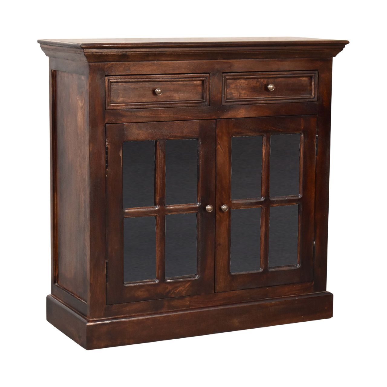 Light Walnut Cabinet with Glazed Doors