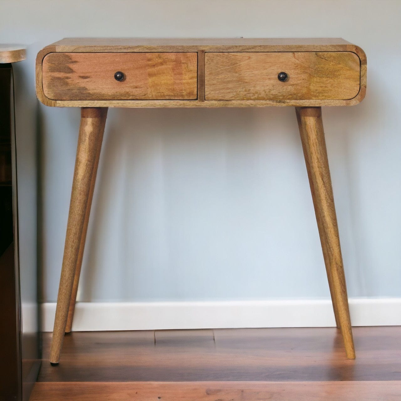 Oak-ish Curved Hallway Table - Artisan Furniture