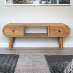 Oak-ish Circular TV Unit