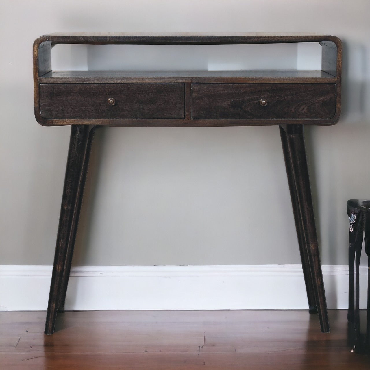 Curved Oak-ish Console Table