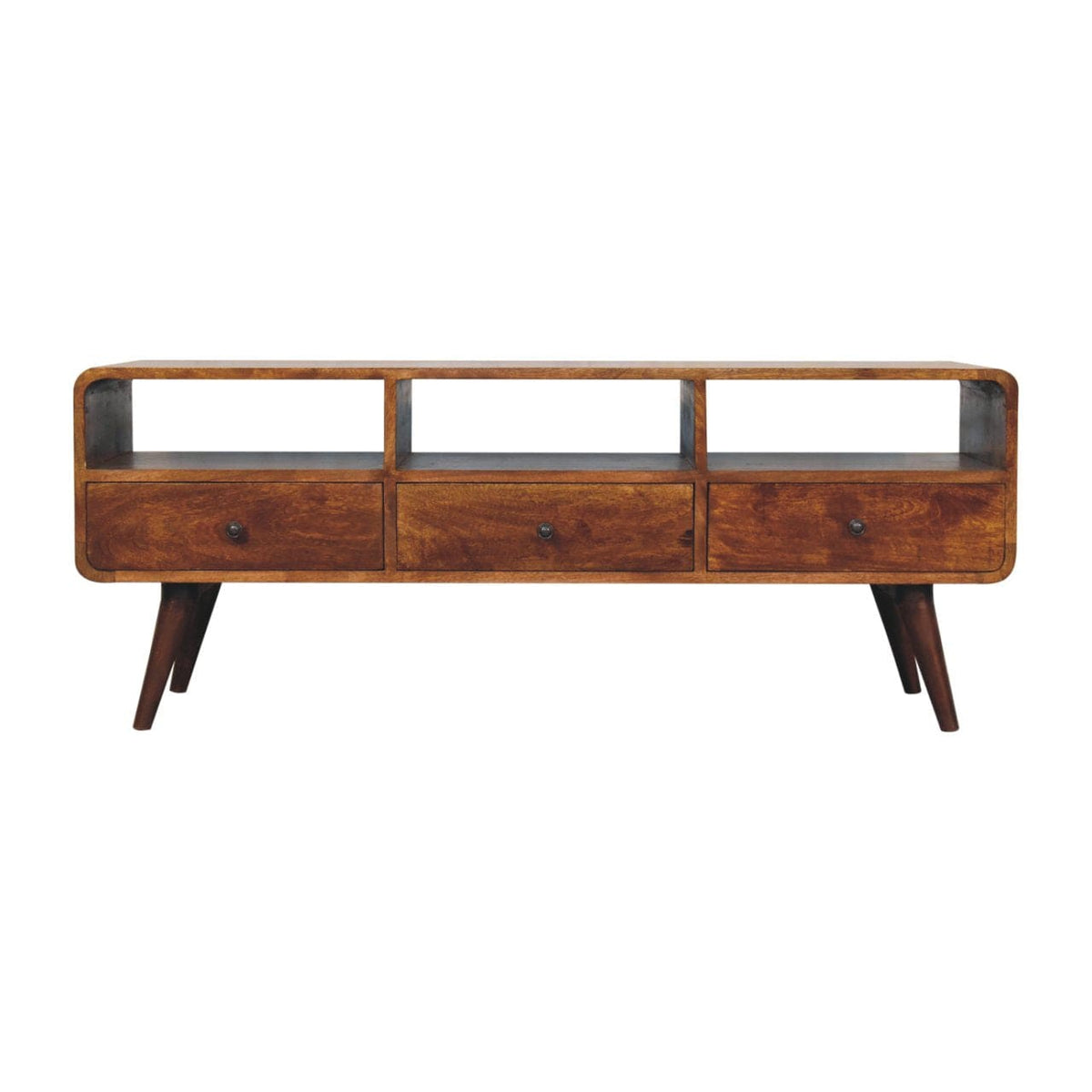 Artisan Trio Curved Chestnut Media Unit - Artisan Furniture