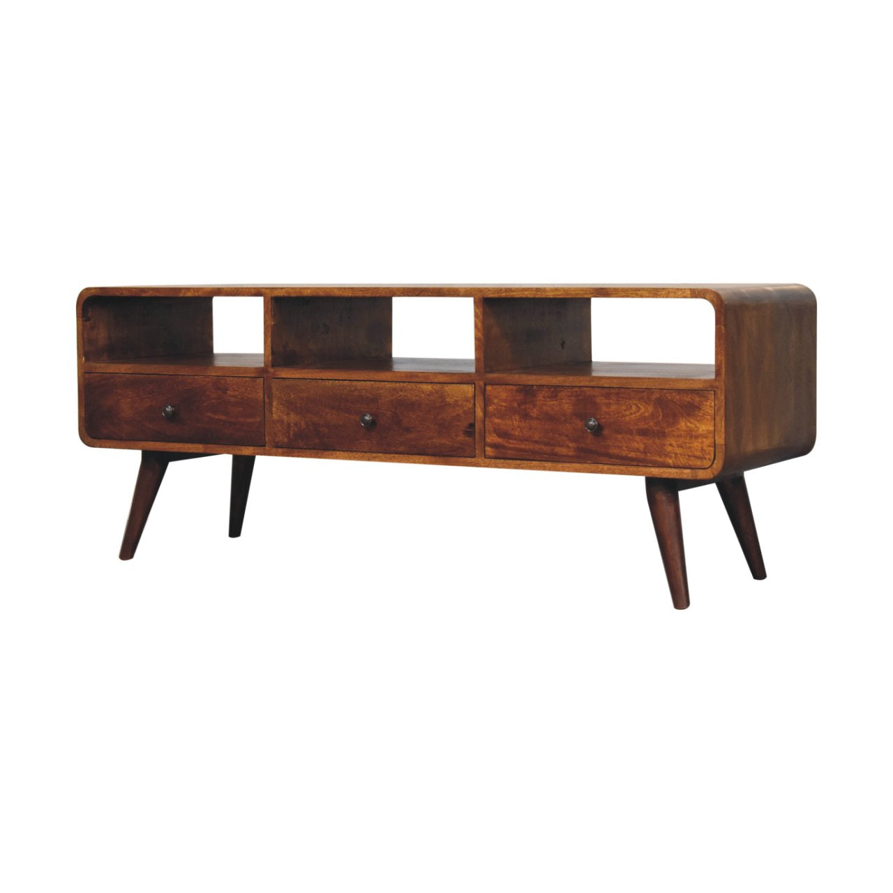 Artisan Trio Curved Chestnut Media Unit