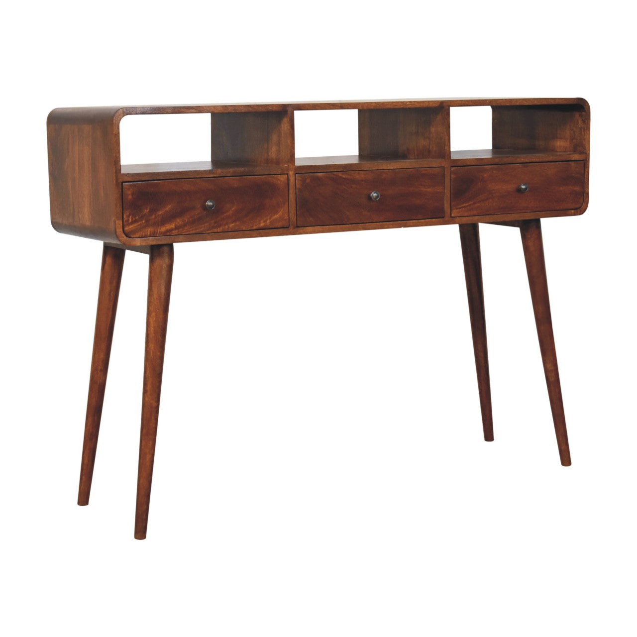 Artisan Triple Curved Chestnut Console Table