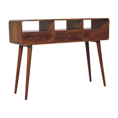 Artisan Triple Curved Chestnut Console Table