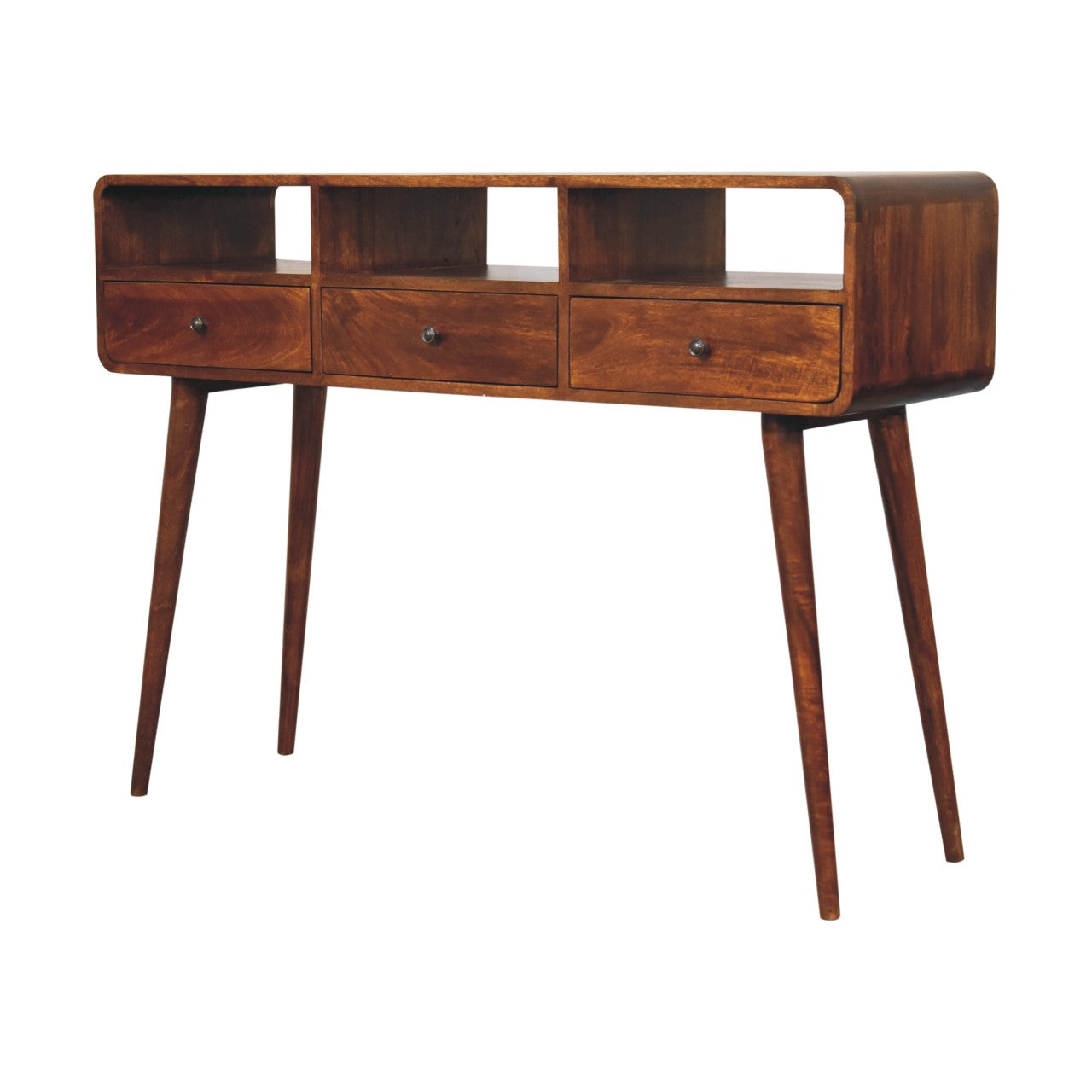 Artisan Triple Curved Chestnut Console Table