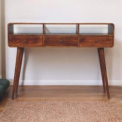 Artisan Triple Curved Chestnut Console Table