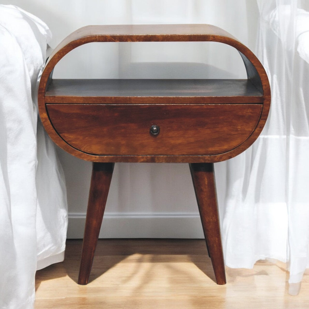 Artisan Large Chestnut Circular Open Bedside