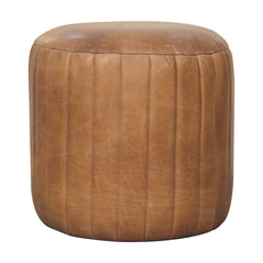 Artisan Buffalo Leather Boucle Footstool