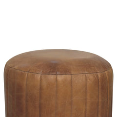 Artisan Buffalo Leather Boucle Footstool