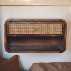 Artisan Chestnut Wall Mounted Open Woven Bedside