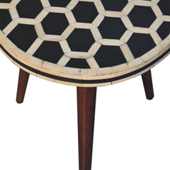 Artisan Furniture Bone Inlay Tripod Stool With Honey Caramel Finish