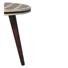 Artisan Furniture Bone Inlay Tripod Stool With Honey Caramel Finish