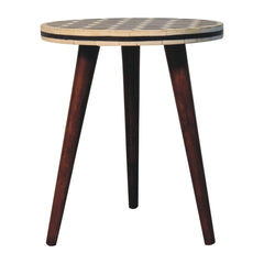 Artisan Furniture Bone Inlay Tripod Stool With Honey Caramel Finish