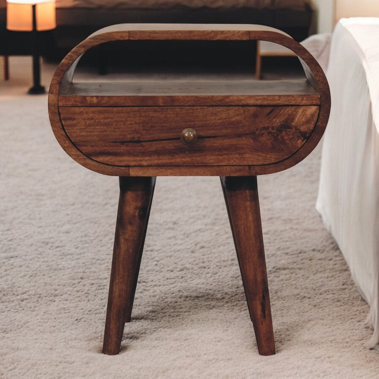 Artisan Furniture Honey Caramel Circular Bedside with Open Slot