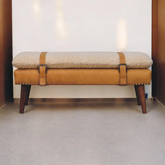 Artisan Furniture Boucle x Tan Leather Bench