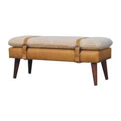 Artisan Furniture Boucle x Tan Leather Bench