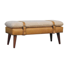 Artisan Furniture Boucle x Tan Leather Bench