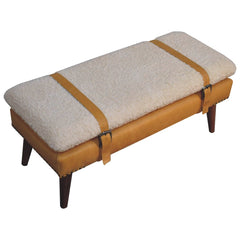 Artisan Furniture Boucle x Tan Leather Bench