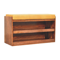 Artisan Furniture Buffalo Hide Pull out Honey Caramel Shoe Storage Bench