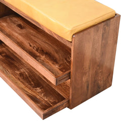 Artisan Furniture Buffalo Hide Pull out Honey Caramel Shoe Storage Bench