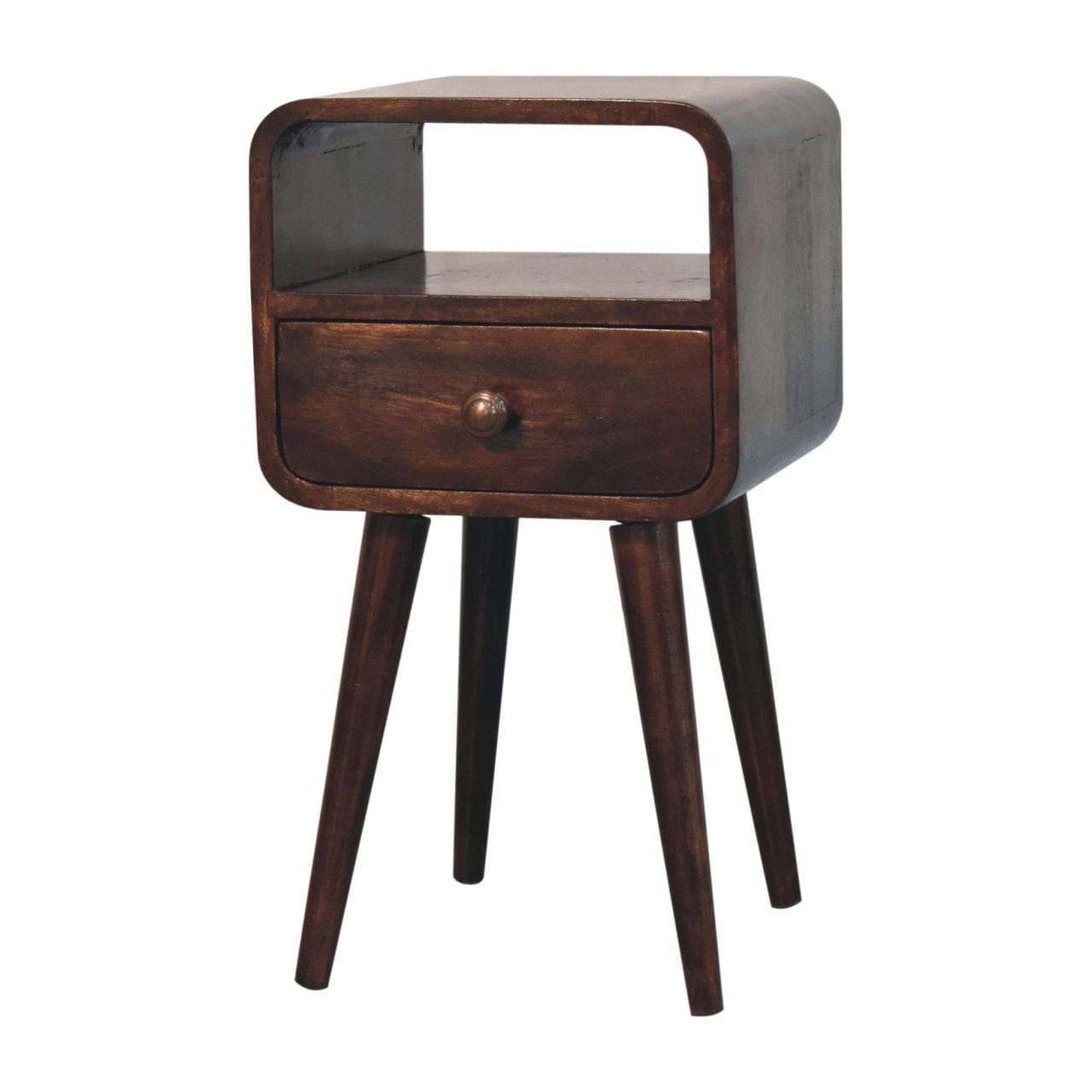 Artisan Furniture Mini California Walnut Curved Bedside with Open Slot