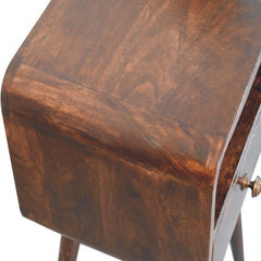 Artisan Furniture Mini California Walnut Curved Bedside with Open Slot