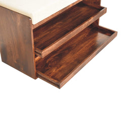 Artisan Furniture California Walnut & Mud Linen Pull out Shoe Bench