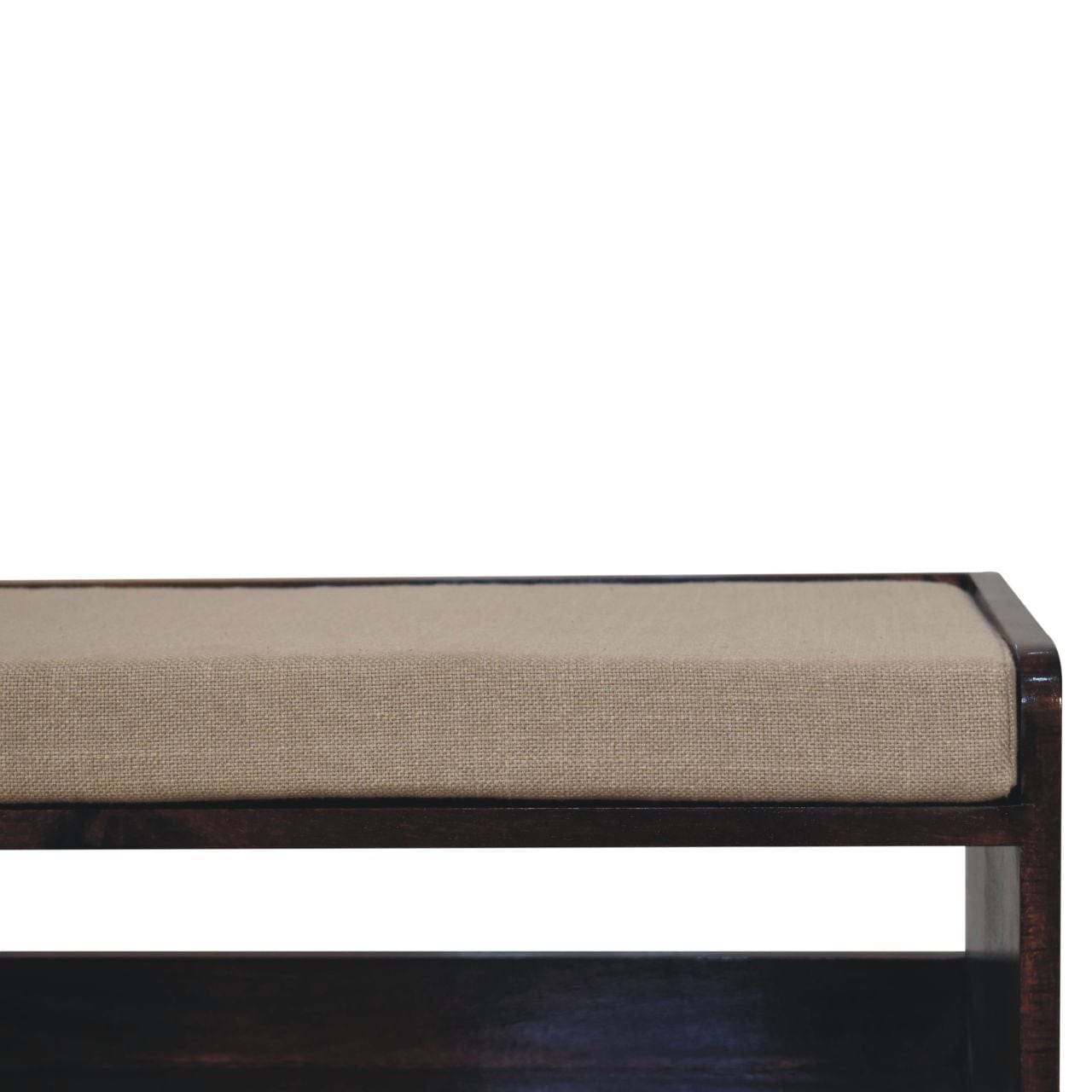 Artisan Furniture California Walnut bench with mud linen seat pad