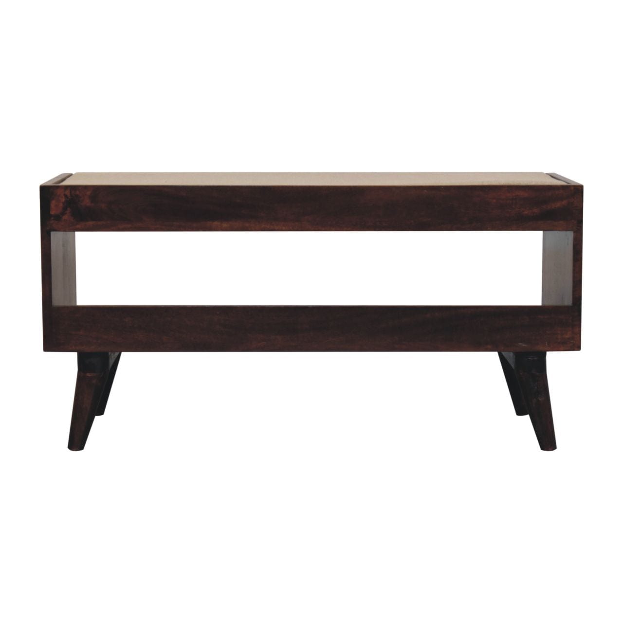 Artisan Furniture California Walnut bench with mud linen seat pad