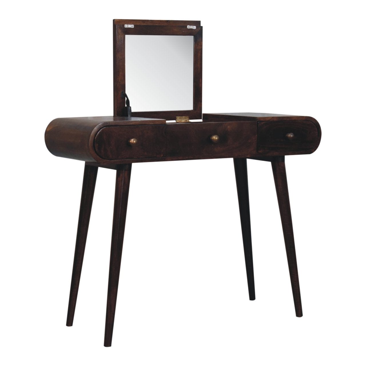 Artisan Furniture California Walnut Dressing Table with Foldable Mirror