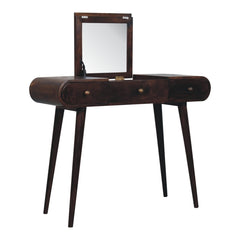 Artisan Furniture California Walnut Dressing Table with Foldable Mirror