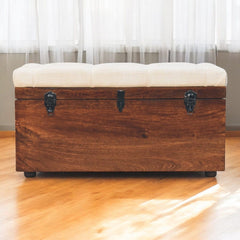 Artisan Furniture California Walnut White Linen Storage Trunk